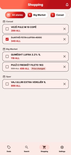 OfertaAL shopping list