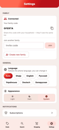 OfertaAL privacy settings